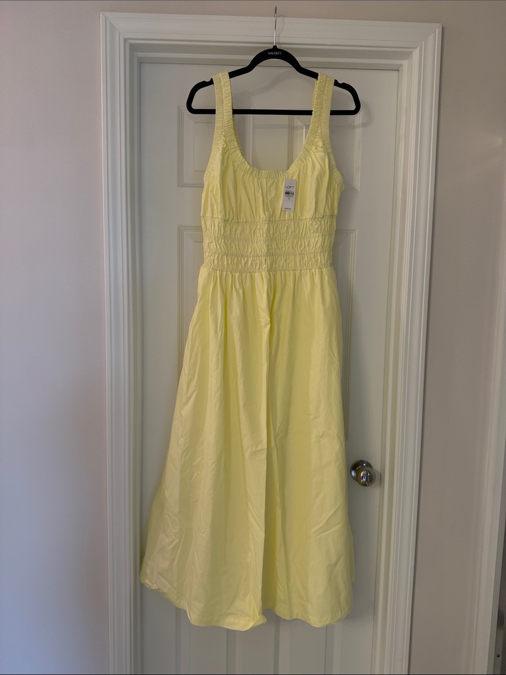 LOFT Pale Yellow Smocked Maxi Sundress